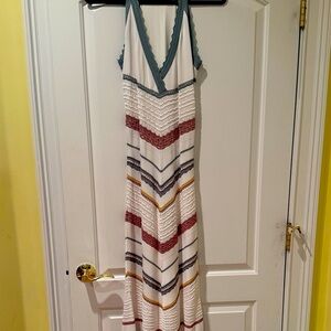 Alexis Chevron Striped Maxi Dress in Red, Blue, and Yellow